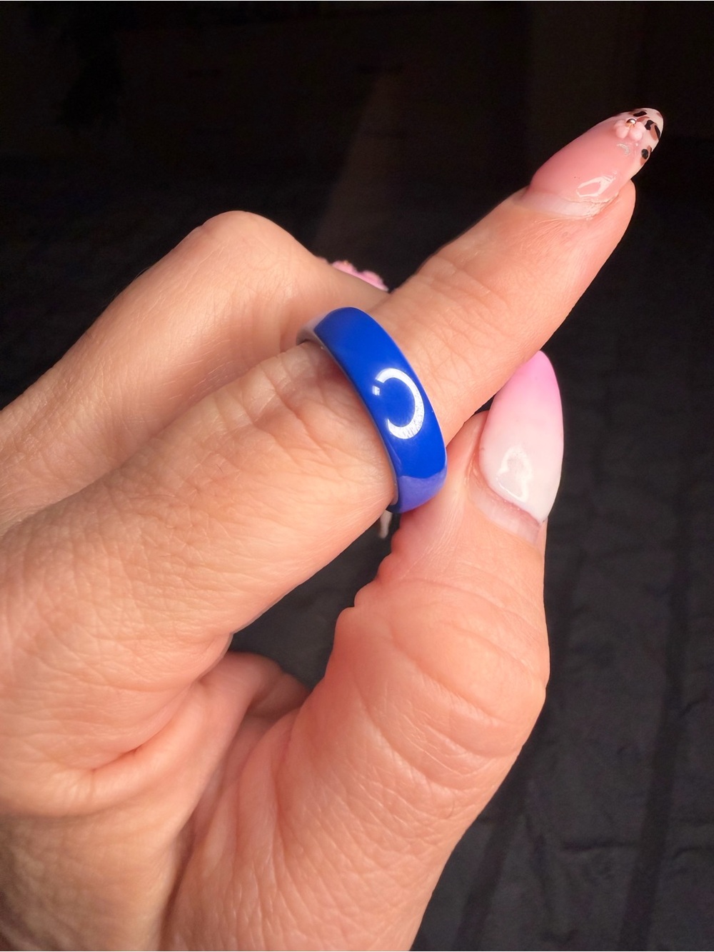 Blue Ceramic Band Ring Size 8
